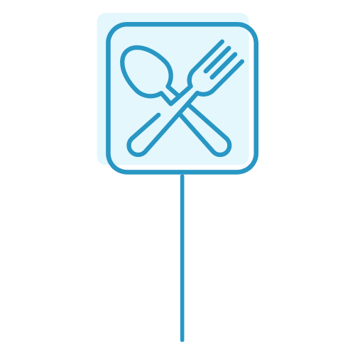 An icon depicting a fork and spoon crossing